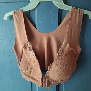 Brown front hooking bra